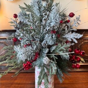 Elegant Red and Green Holiday Vase
